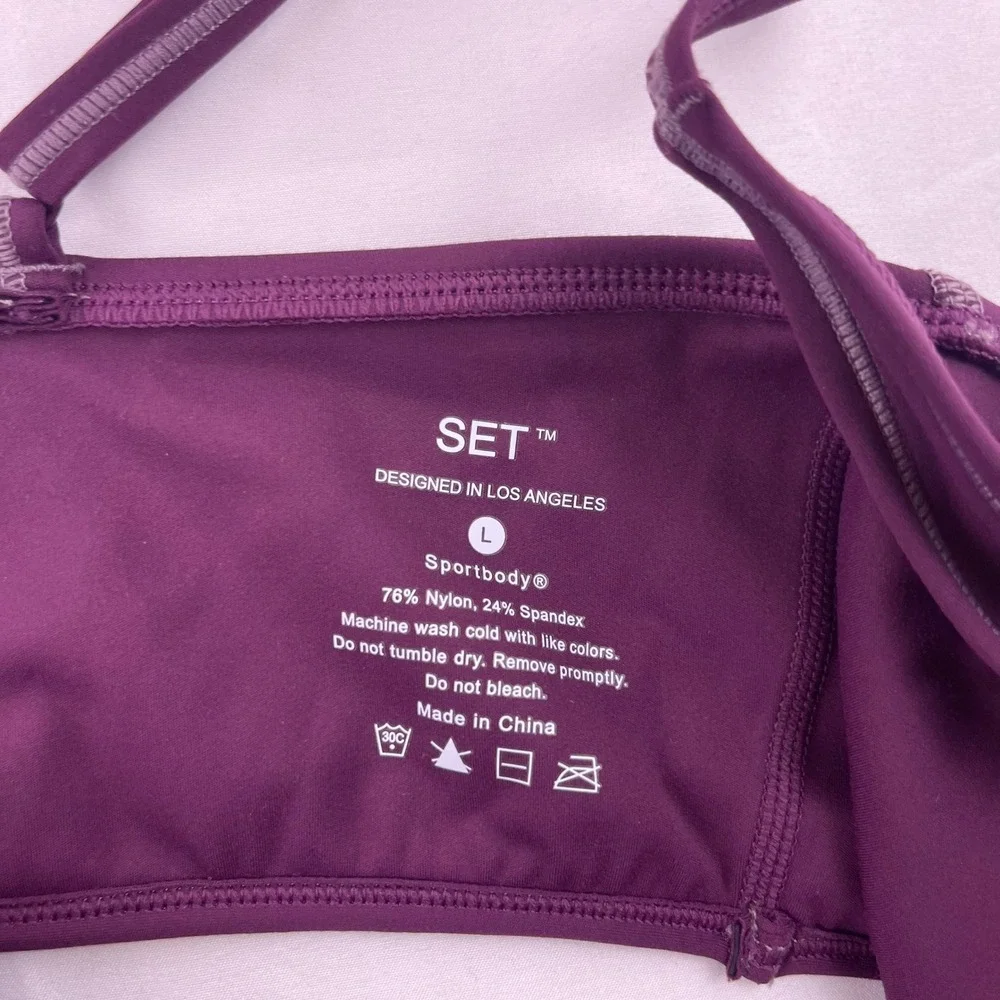 SET Active Sportbody Scoop Bralette Plum Purple Adjustable Straps Size Large - Picture 3 of 3